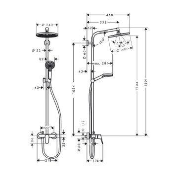 Душ колона Crometta S 240 1jet хром HANSGROHE